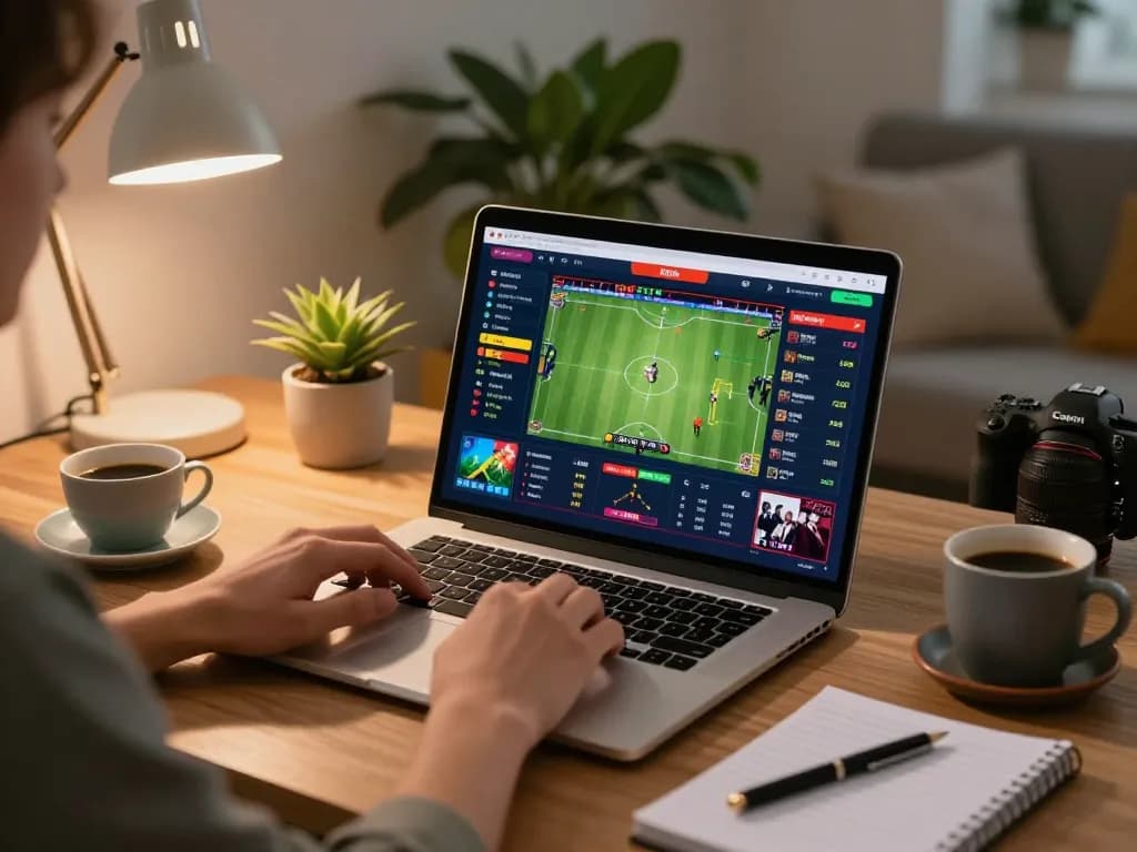 Fabet user actively placing bets on a sports betting platform while managing strategy notes at home.