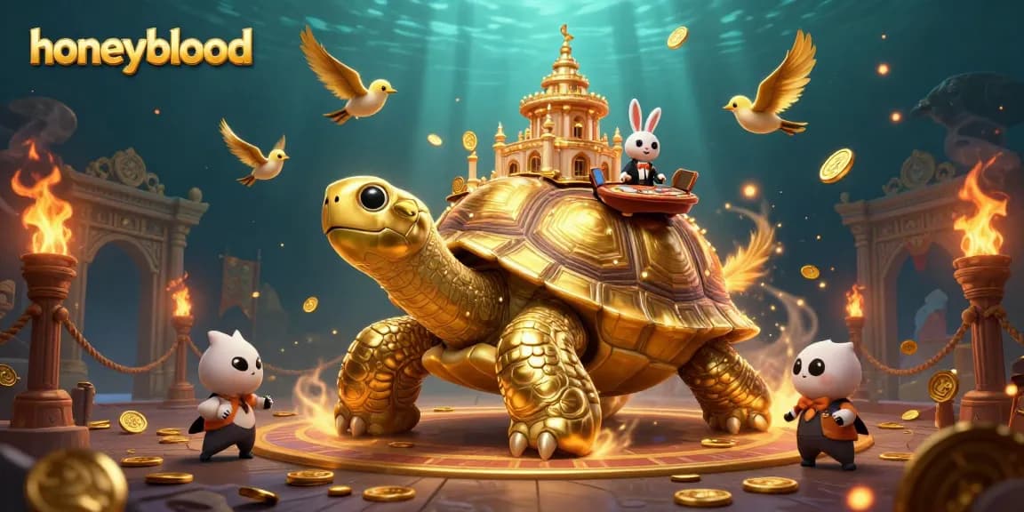Engage with honeyblood at a vibrant 3D casino featuring creatures and gold, ideal for gamblers.