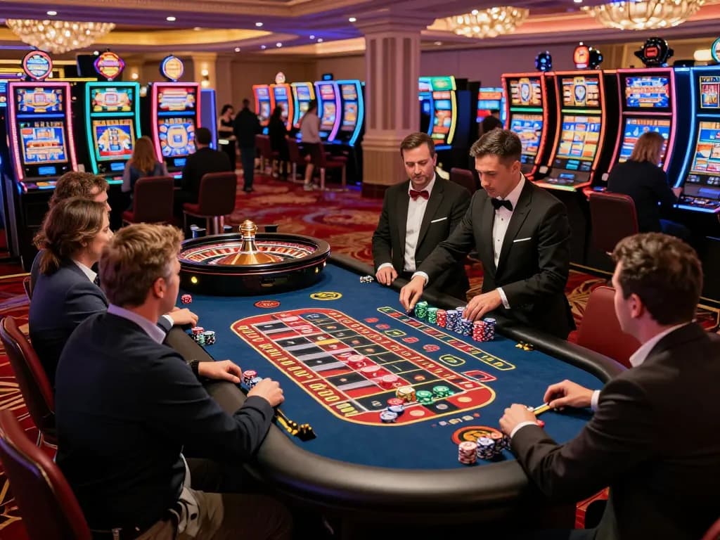 Engaging roulette gameplay with players placing bets at RED88 casino table, vibrant atmosphere.