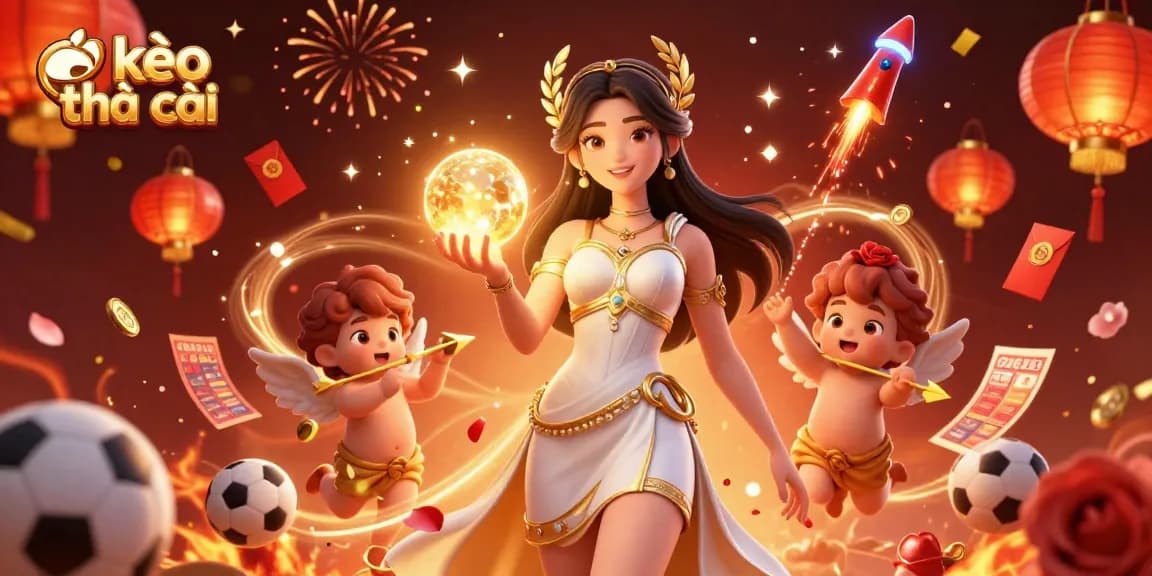 Experience the excitement of kèo nhà cái with dynamic sports betting elements in a captivating illustration.