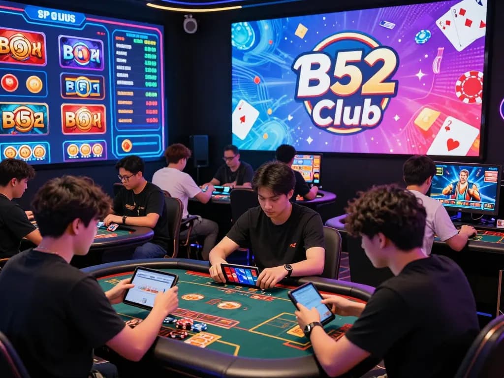 Engaging scene of players enjoying games at B52 Club while gearing up to tải b52 club app for an exciting online gaming experience.