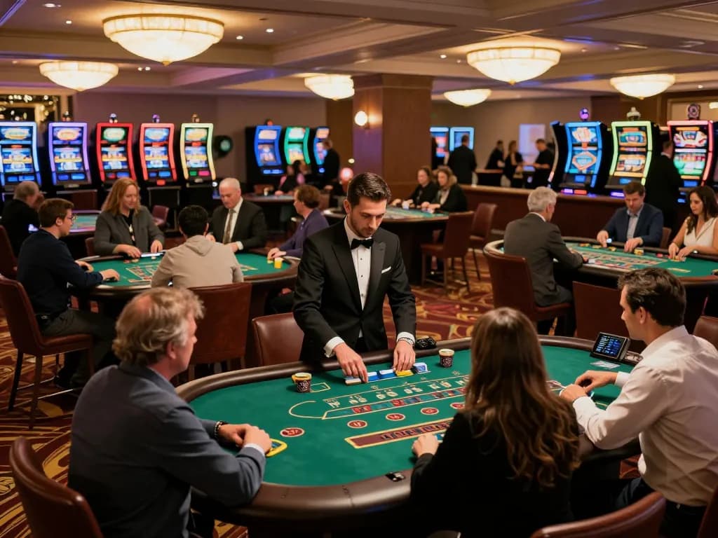 FIVE88 players engaging at blackjack tables in a luxury casino atmosphere.