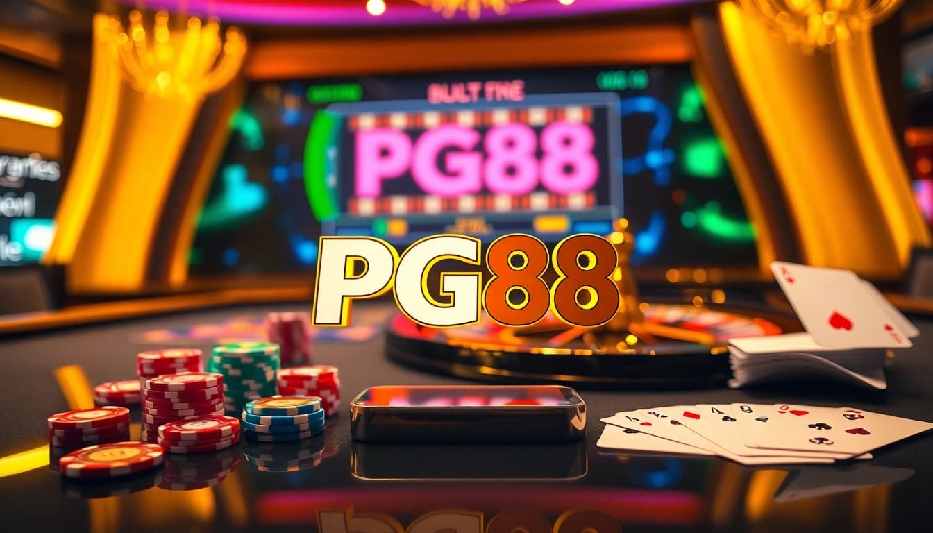 A professional gambler enjoying the excitement at PG88 casino table with vibrant chips and cards.