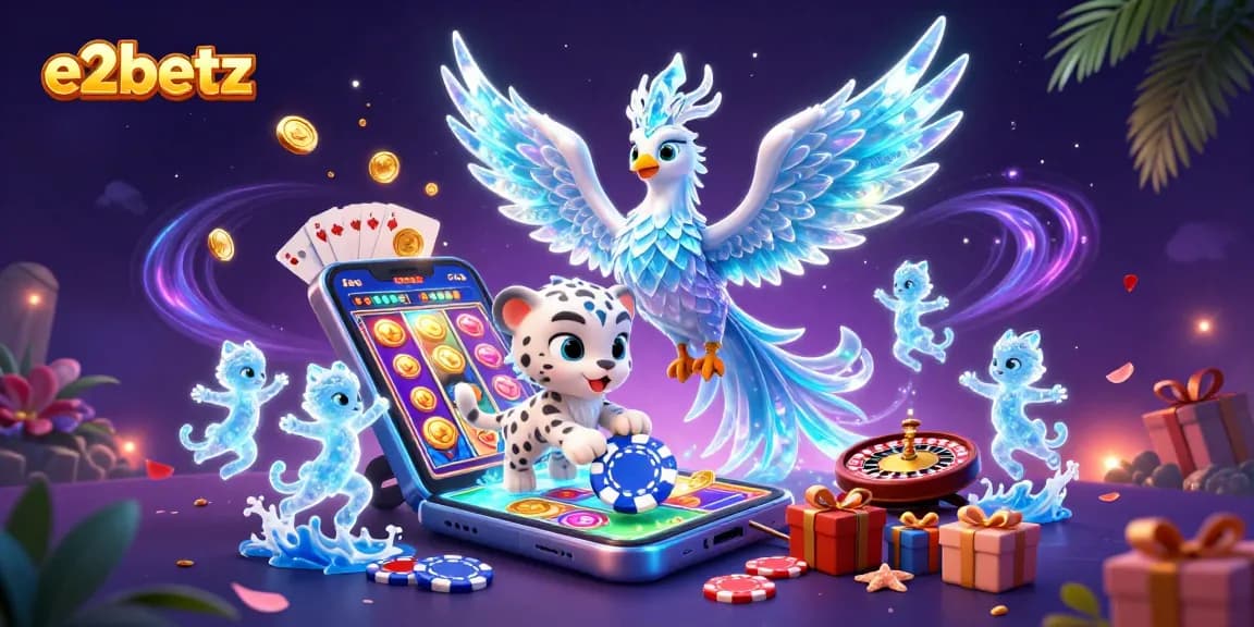 Experience thrilling slots at e2betz with vivid characters and dynamic casino elements.