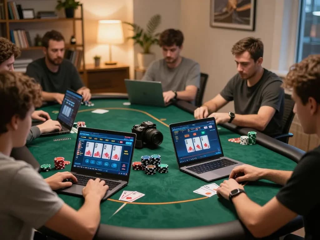 Sunwin online poker gameplay with players actively strategizing and engaging in exciting matches, showcasing vibrant digital interface