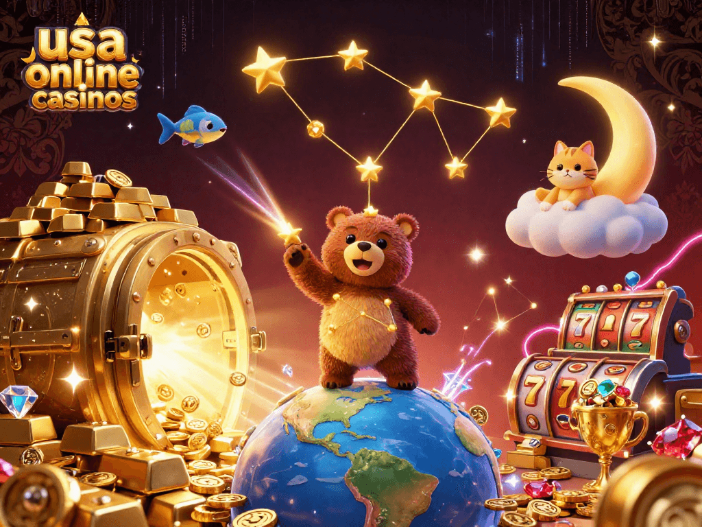 Engage with the vibrant world of usa online casinos featuring a constellation bear and treasures.
