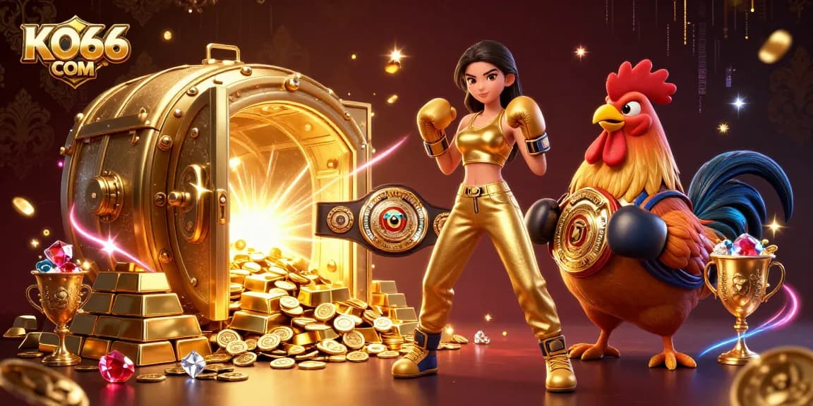 Engage in thrilling gameplay at KO66 COM with vibrant casino scene featuring dynamic characters.