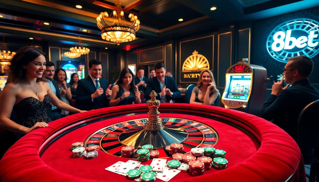 Experience the thrill of casino games at 8Kbet's luxurious gaming tables, filled with action.