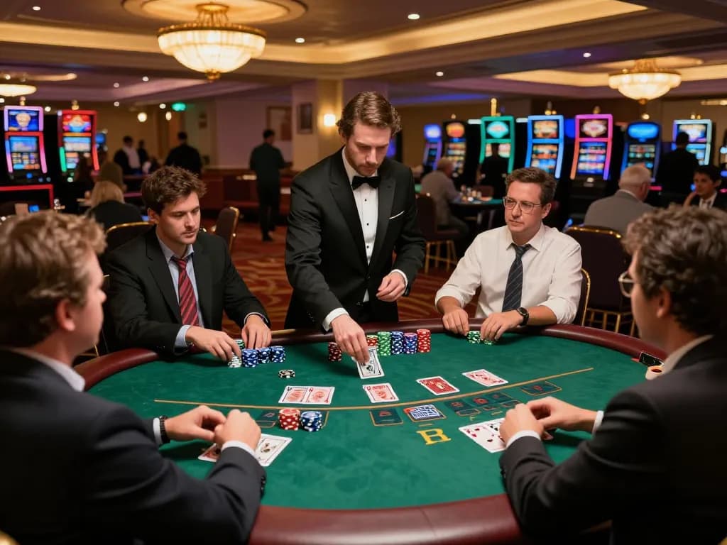 Players enjoying an engaging cm88 blackjack game in a luxurious casino setting.