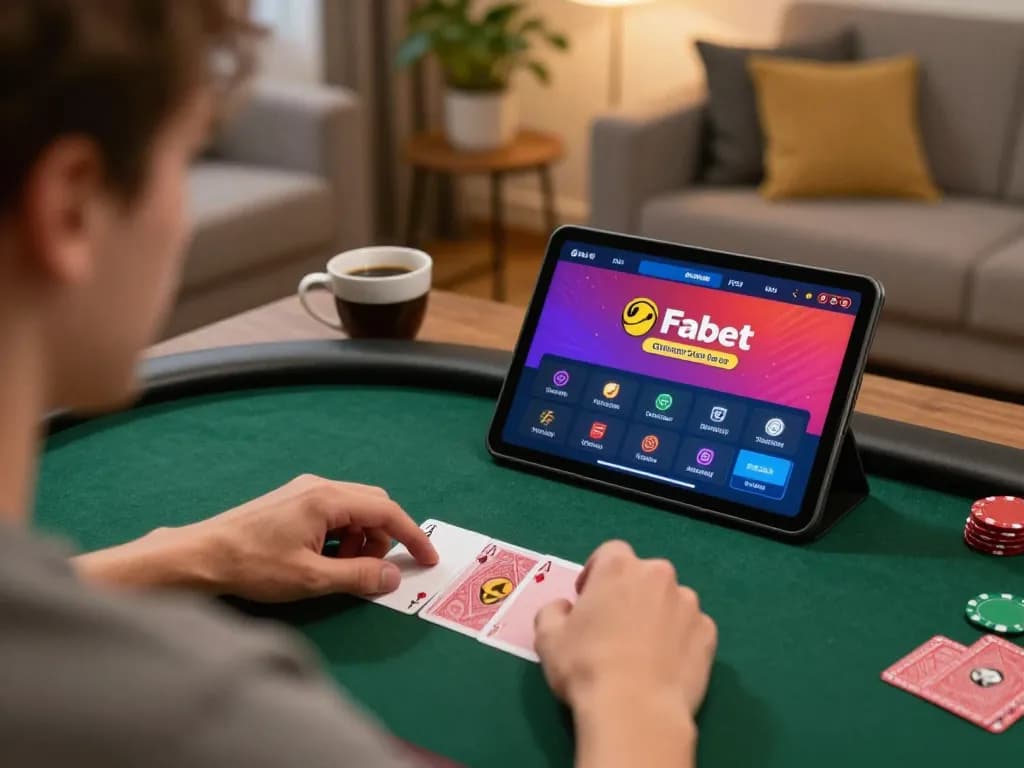 Engaging online poker session on Fabet with a player focusing on bets and cards
