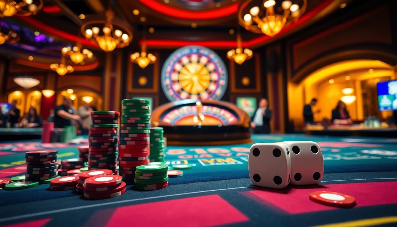 Tg88 players celebrating a big win at a vibrant casino table with cards and poker chips.