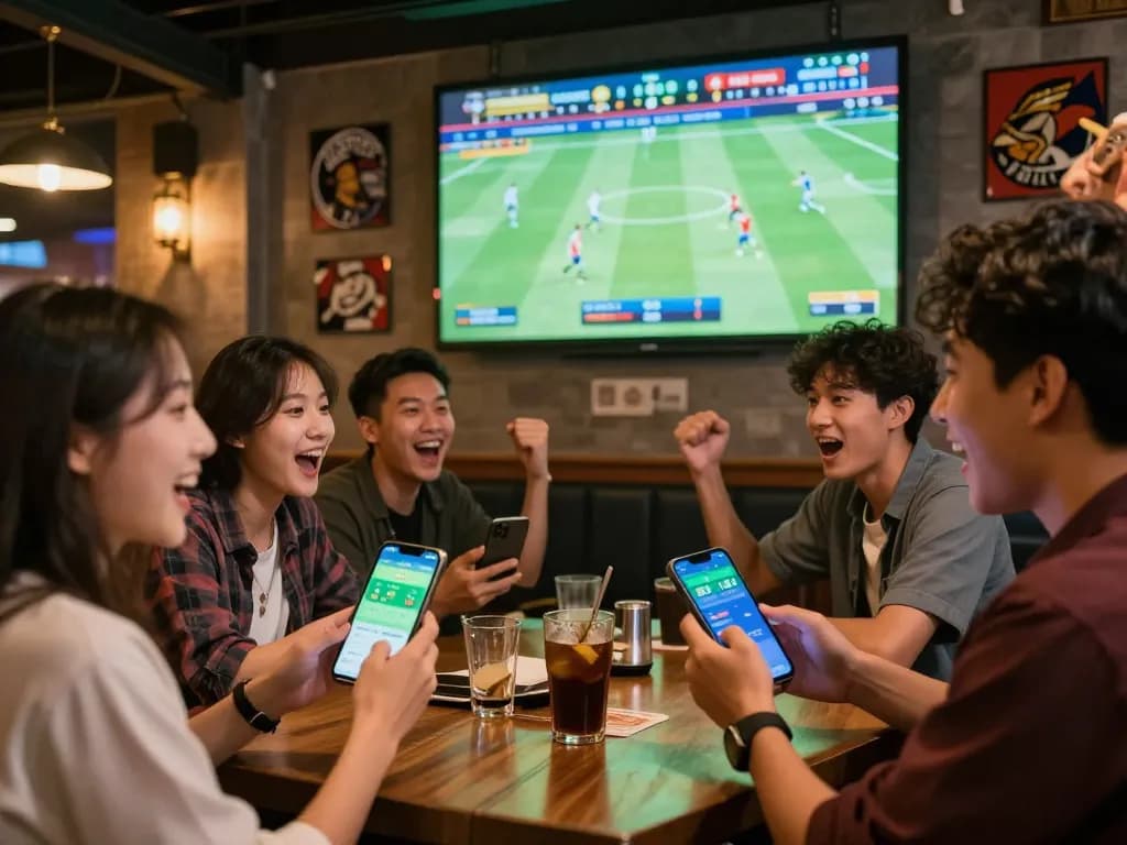 Five88 players enjoying a thrilling sports betting experience on smartphones during a live game event.