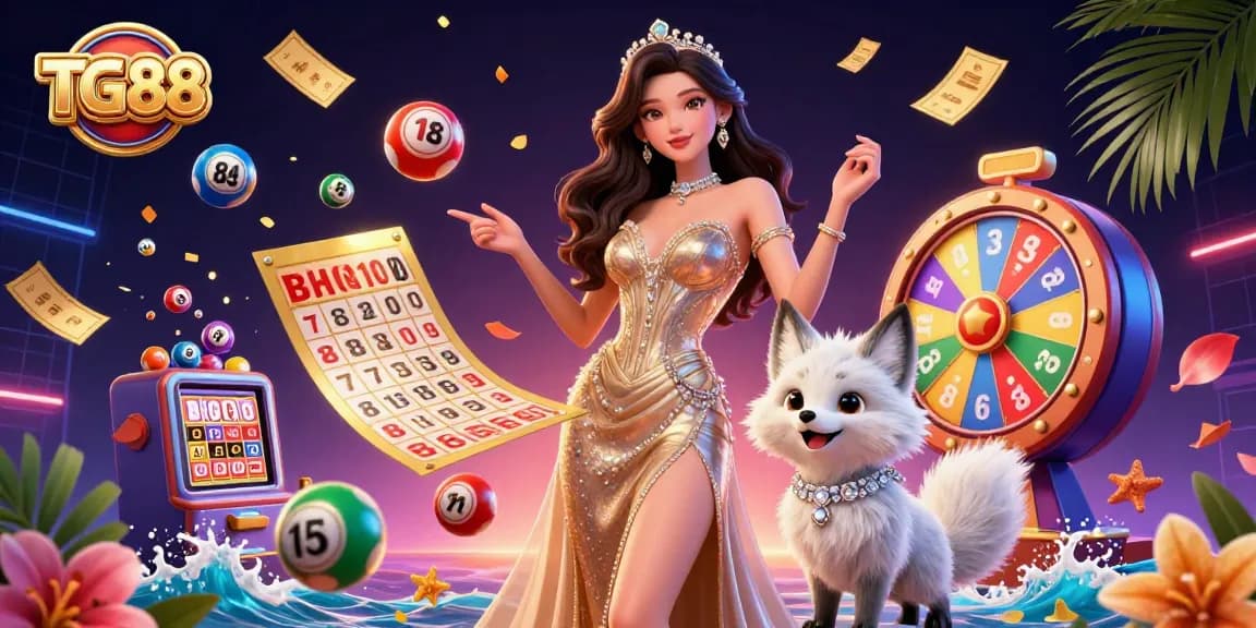 Play winning lottery games with TG88's colorful scenes featuring dynamic elements and vibrant characters.