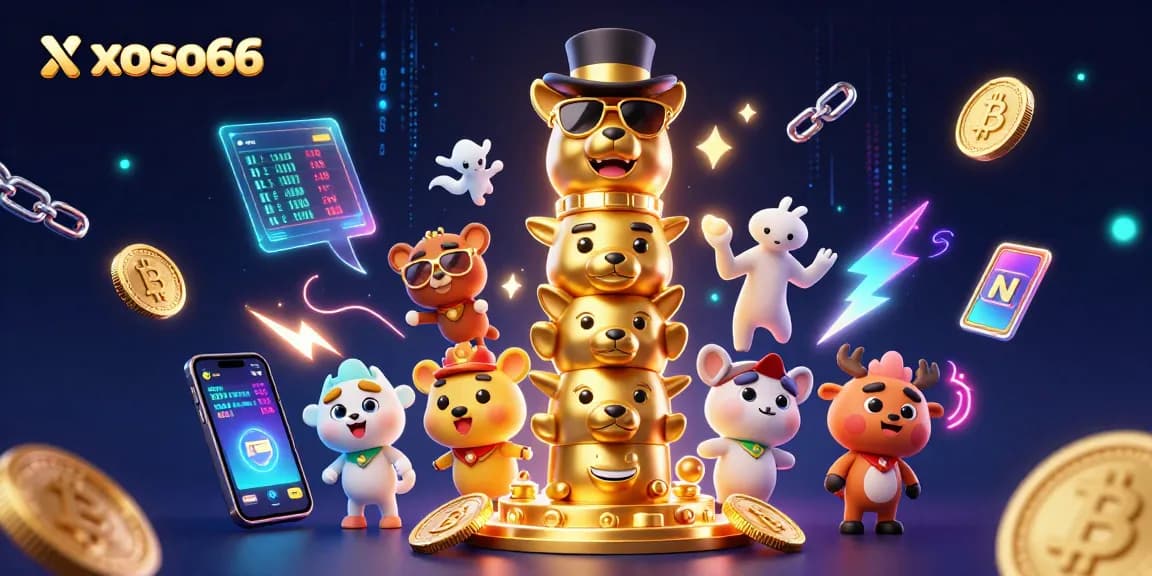 Join the excitement with xoso66 as animated totem poles and crypto coins light up the lottery scene.