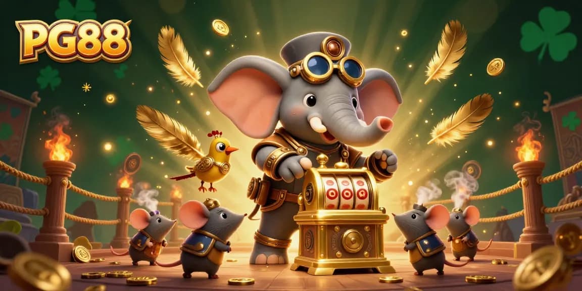 Spin the PG88 slots with thrilling visuals of an elephant engineer and magical elements.