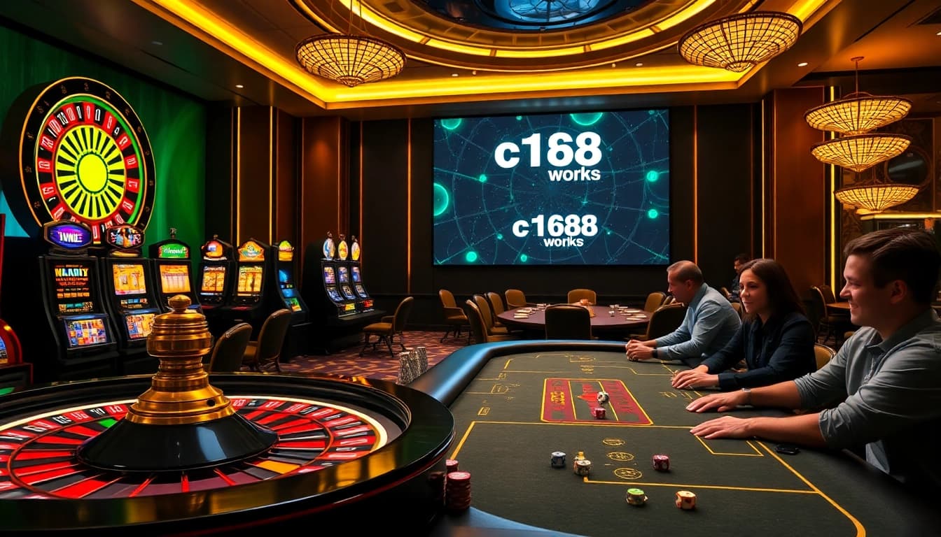 Experience the thrill at c168 works as players engage at an elegant casino table.