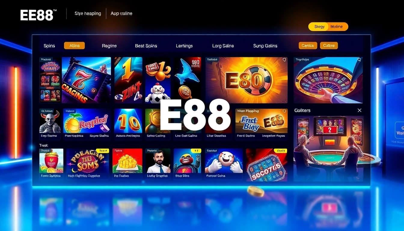 E88 online casino interface showcasing exciting gaming options and user-friendly design.