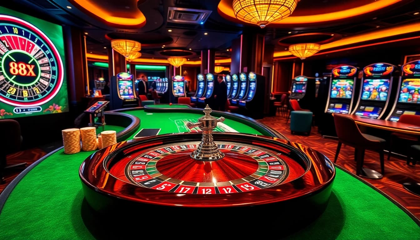 Experience the thrill of winning at 88xx with a luxurious casino atmosphere filled with roulette, blackjack, and slot machines.
