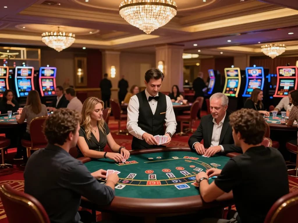 The engaging blackjack game at a vibrant casino showcases strategic gameplay and excitement, highlighting keonhacai's thrilling ambiance.