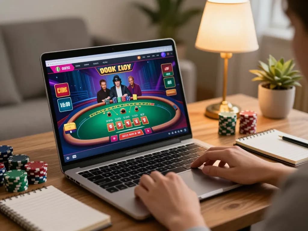 Engaging in online blackjack gameplay at urr88, confidently placing bets from the comfort of home.