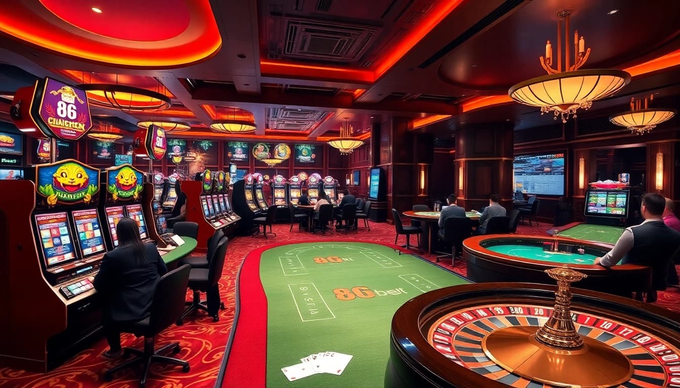 Exciting gameplay at 8kbet featuring vibrant casino tables and engaging players.