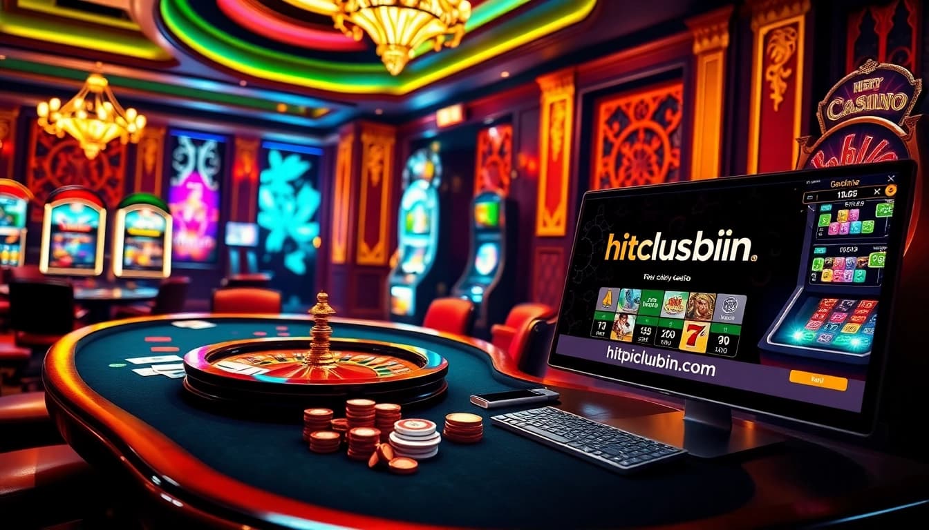Experience thrilling gameplay at https://hitclubbin.com/ with vibrant casino tables and slot machines.