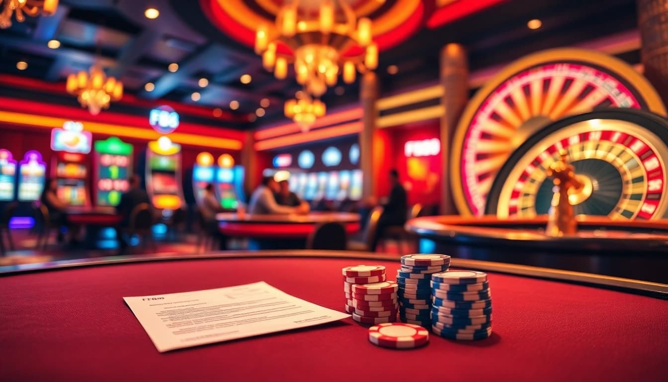FB88 players enjoying an exciting casino experience with tables, cards, and vibrant slots.