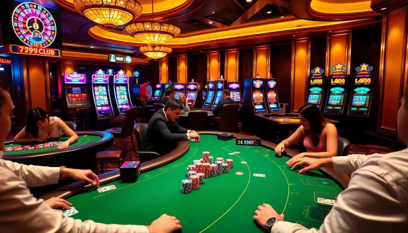 Experience the excitement of 789club with luxury poker tables and vibrant slot machines.