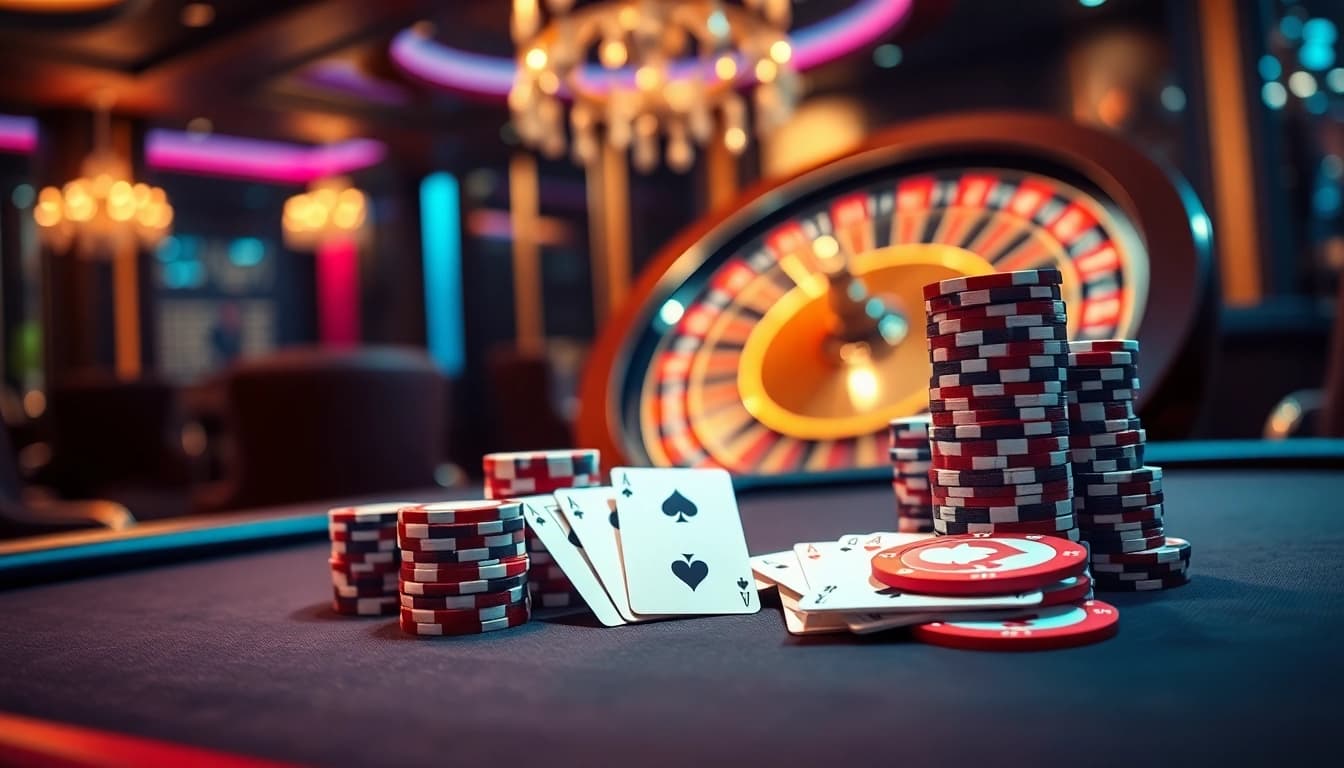 People enjoying high-stakes betting at tylekeo tables in an upscale casino environment.