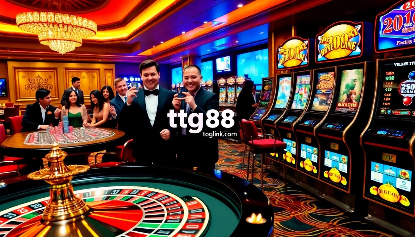 Players enjoying diverse games at TG88 link, featuring roulette, blackjack, and slots.