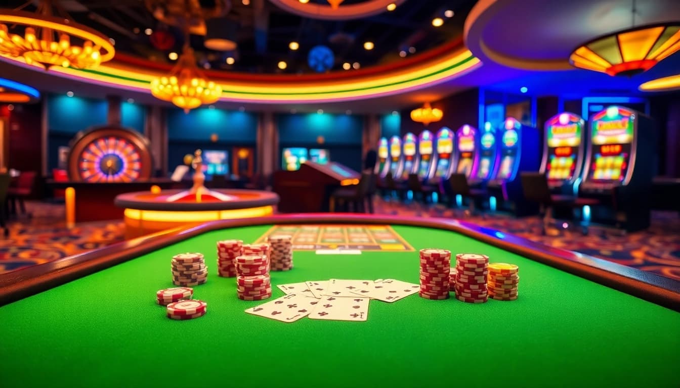The vibrant poker table at nhà cái XX88 showcases an exciting gambling experience with high-stakes action.