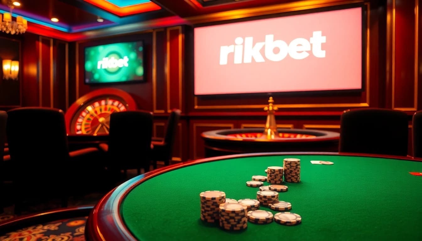Experience excitement at rikbet with a luxurious casino poker table setup.
