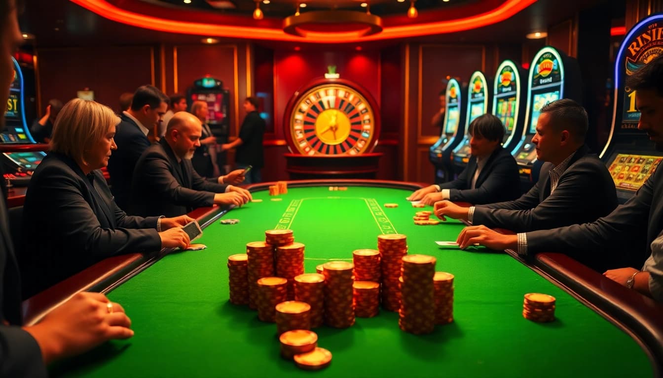 Experience electrifying gameplay at rikvip's luxurious casino with poker action and vibrant slot machines.