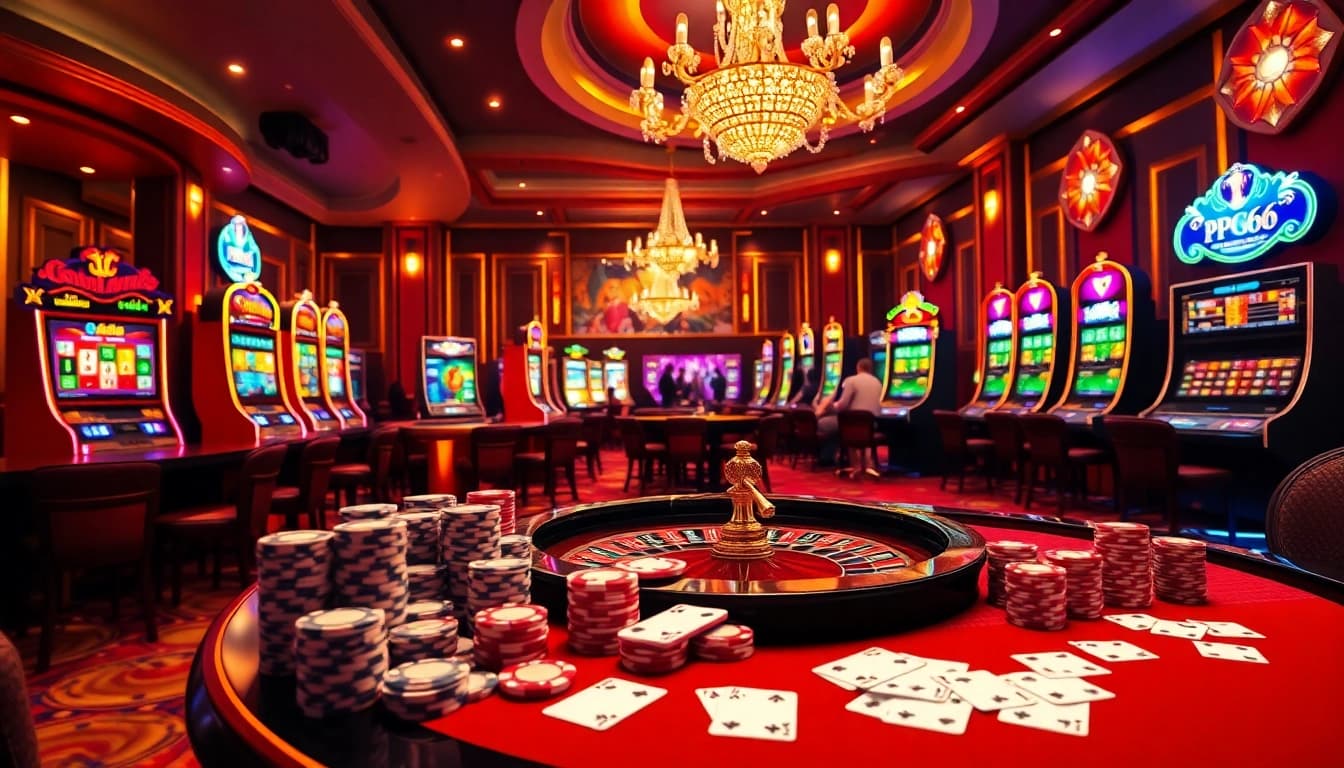 Experience the excitement of PG66 casino gaming with vibrant tables and colorful slots.