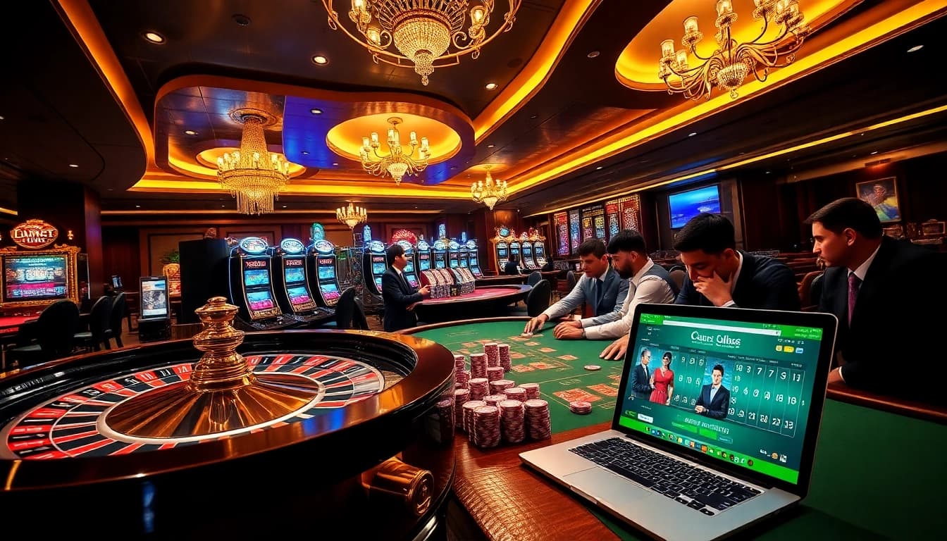 Experience the thrill of gambling at https://8xx.golf/ with vibrant casino visuals showcasing roulette tables, slot machines, and poker action.