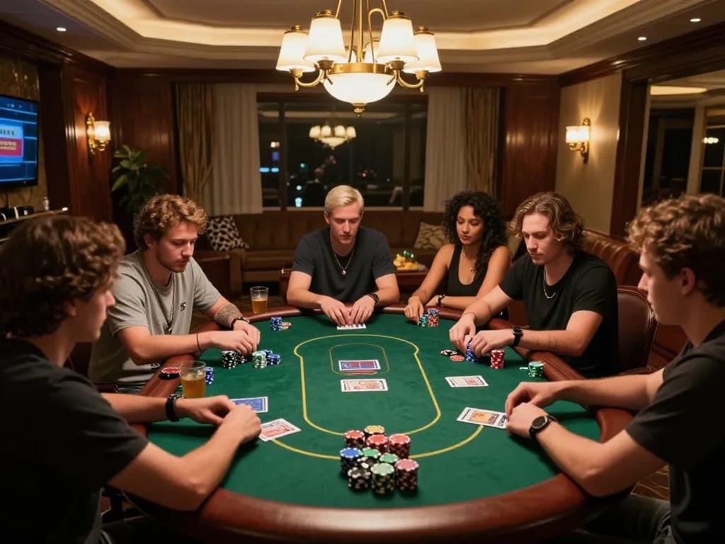 Players at a poker table strategizing their next moves in an engaging qh88go gaming environment.