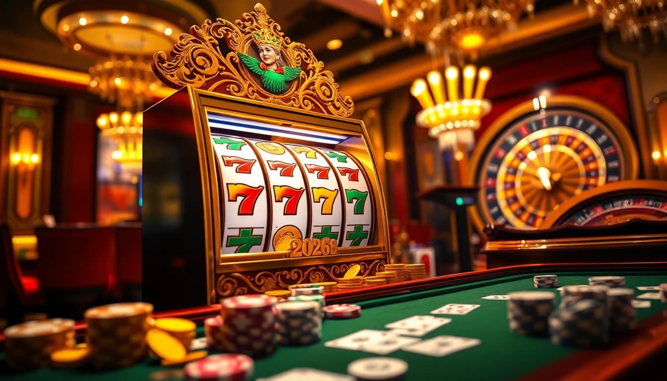 Nổ Hũ 2026 player celebrating a jackpot in a luxurious casino setting.