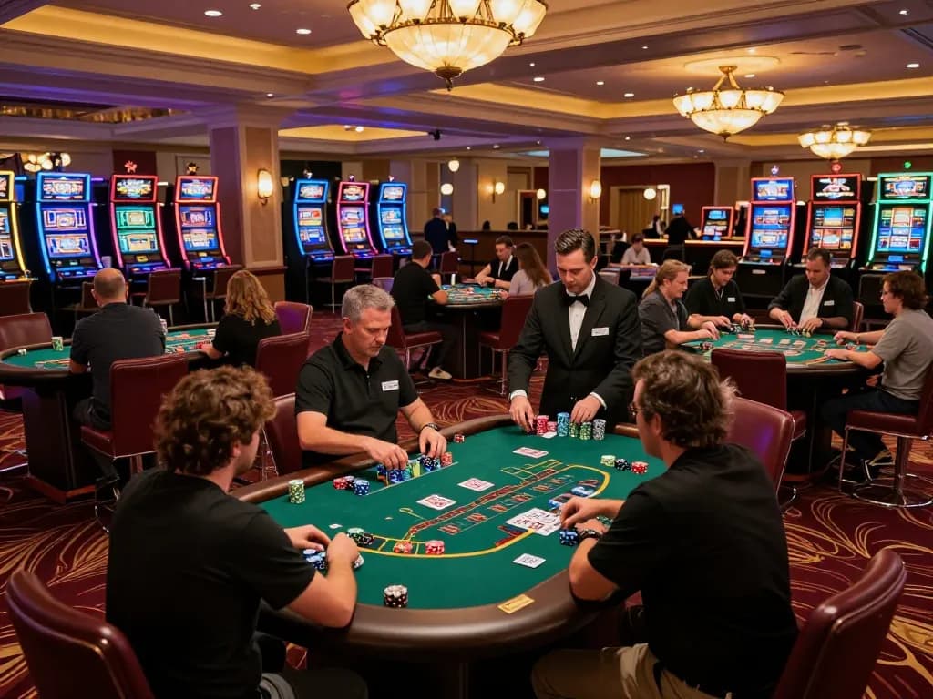 Engaging gameplay showing professional gambling strategies in action at a blackjack table, exploring giải mã số học.