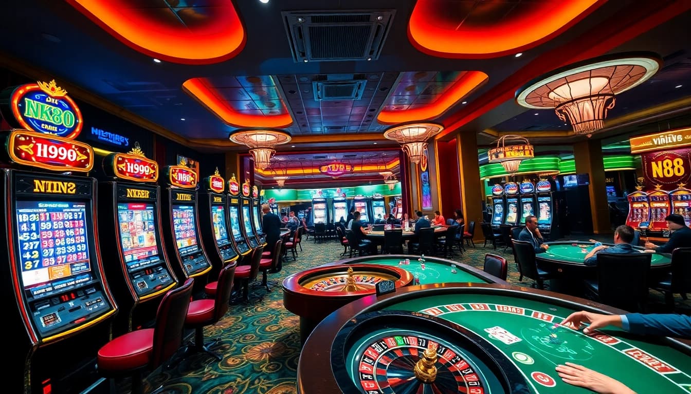 Experience thrilling gameplay at NK88 with vibrant casino tables and engaged players.