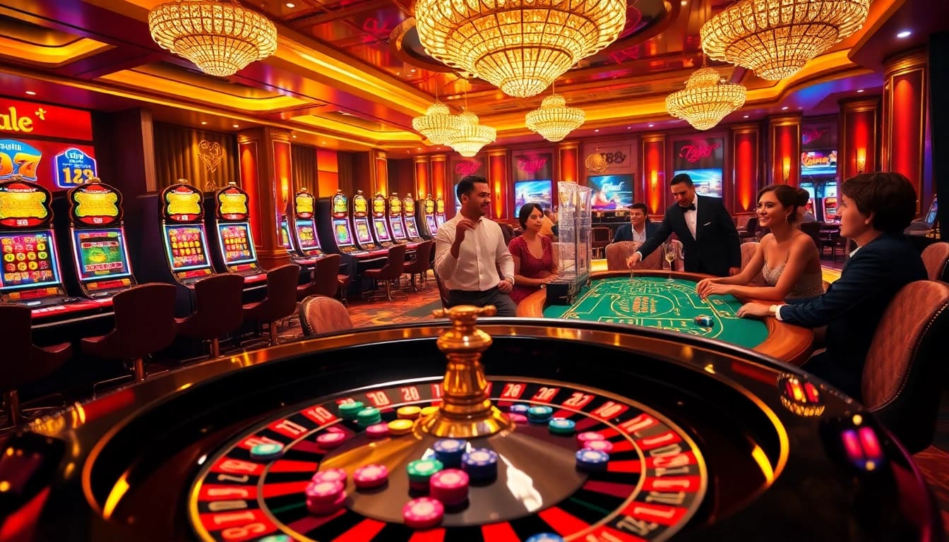 Experience the thrill of gambling at a luxurious casino, showcasing tr88-inspired gaming excitement.