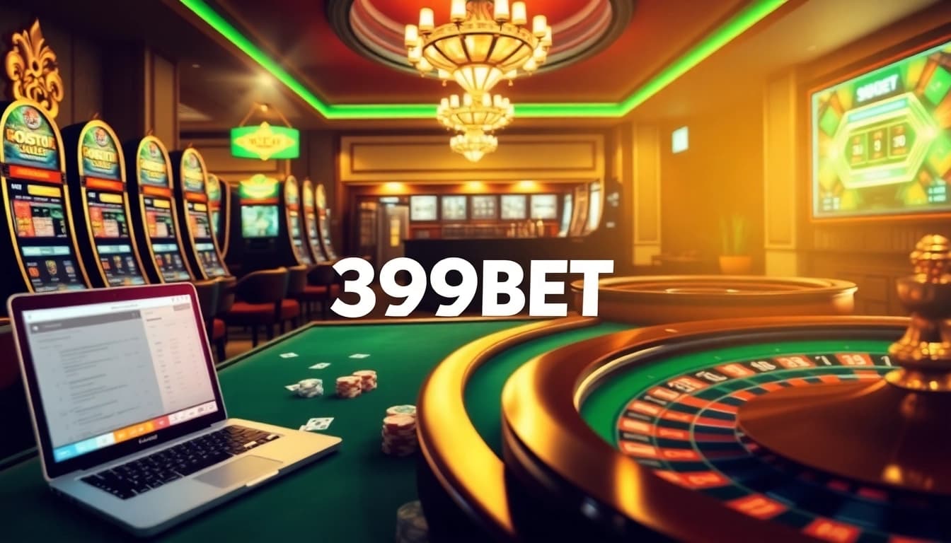 Experience the thrill of 399BET with vibrant casino visuals featuring online betting excitement.