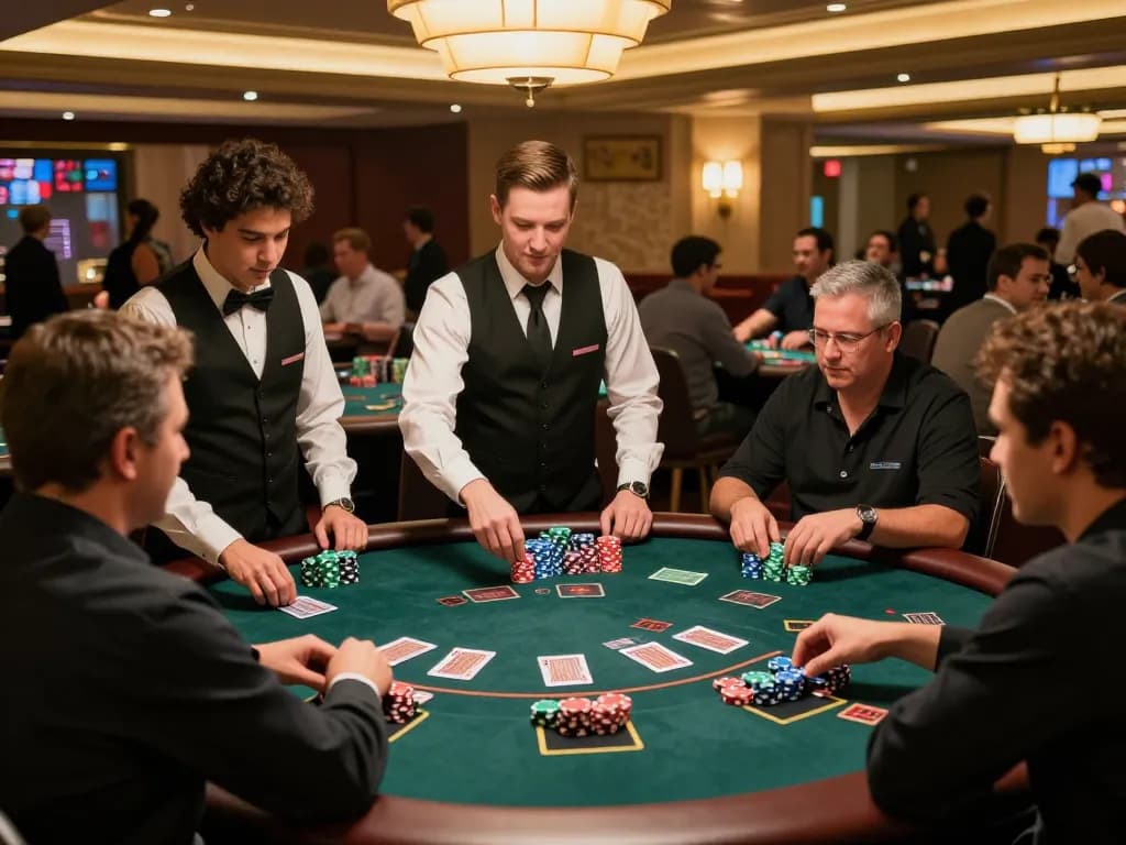 Players strategizing at a blackjack table showcasing MM88 gaming excitement and engagement.