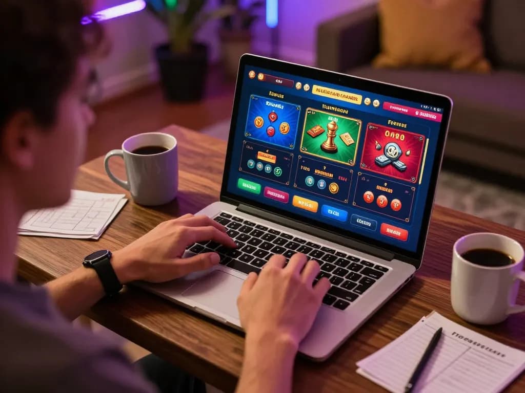 Nohu52 online casino player enjoying a game with a laptop in a cozy setting