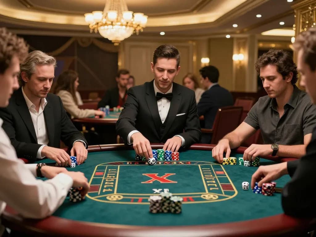 Players engaged in Tài Xỉu gameplay, capturing the intense atmosphere of a live casino