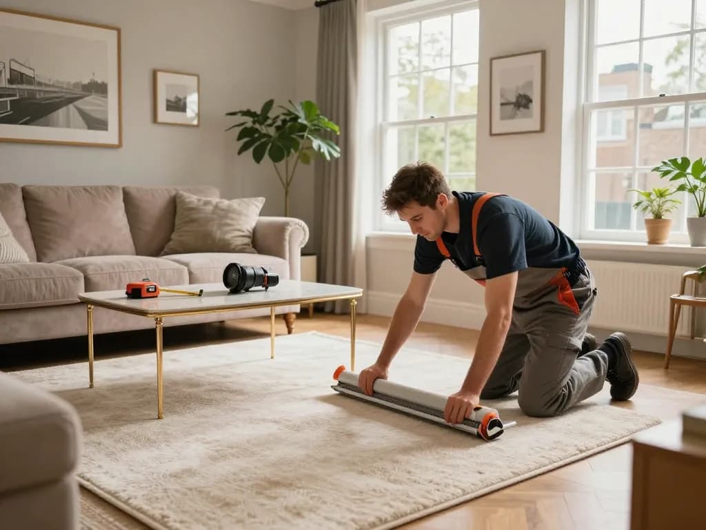 Professional carpet fitting services West London in a cozy living room environment.