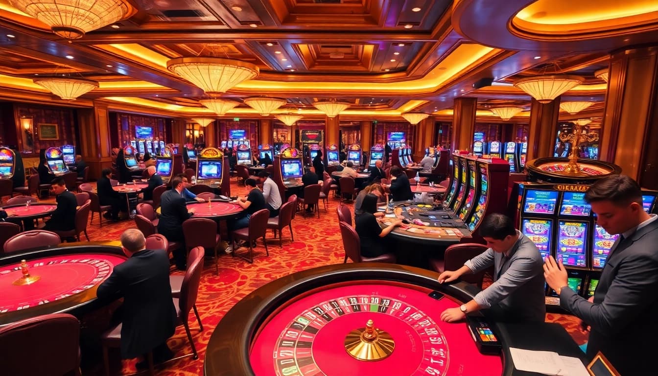 Engaged players enjoying thrilling games at 11uu casino, showcasing excitement and luxury.