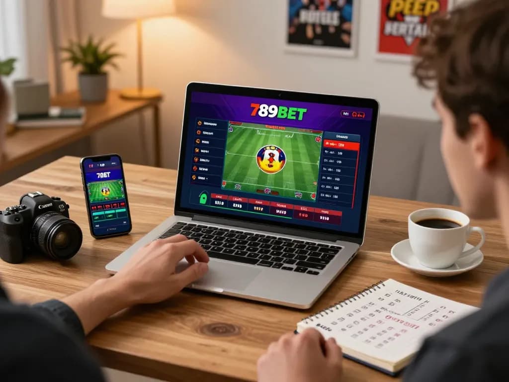 Engaged user enjoying bet789 online betting experience with vibrant atmosphere