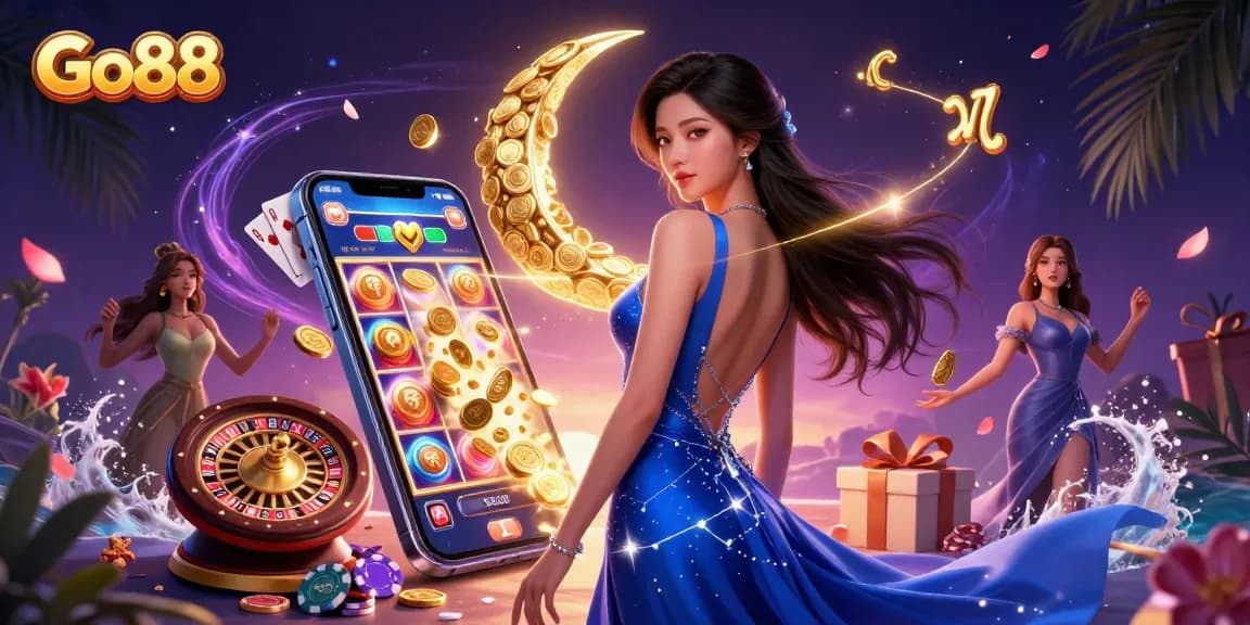Engage with Go88's vibrant casino gaming featuring a stunning scene of excitement and adventure.