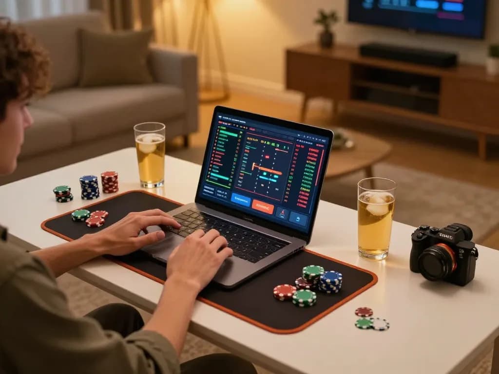 Join the excitement of online gaming on f8betz with a user engaged in strategic gameplay on their laptop.