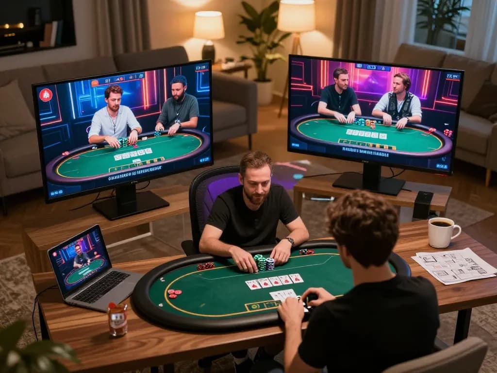 Engaged player using ko66 app for online poker strategy and gameplay